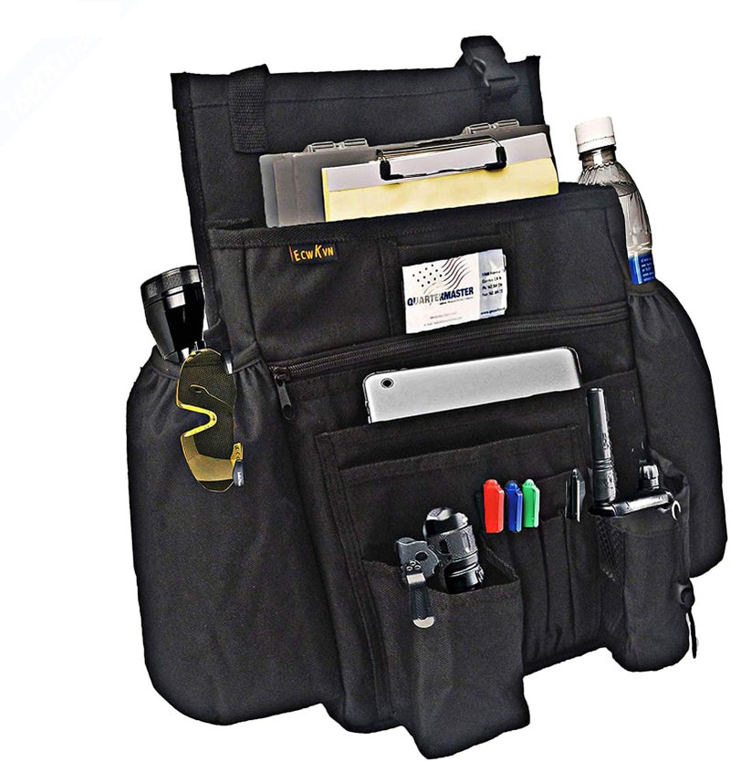 ECWKVN Car Front Seat Organizer - Car File Organizer, Passenger Seat Storage Bag Law Enforcement - Vehicle Storage with Dedicated Laptop Tablet Holder Cup Holder, Black - Image 1